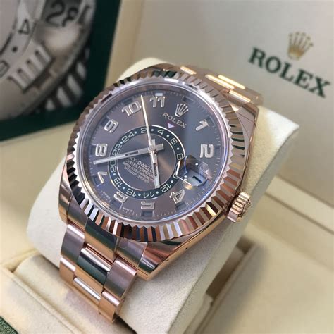 rolex sky dweller rose gold chocolate dial for sale|Rolex 326935.